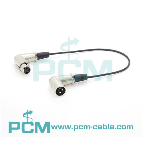 Прав ъгъл XLR мъжки към XLR женски кабел