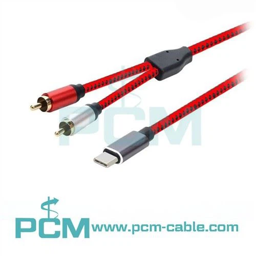USB тип C мъжки към 2 RCA стерео кабел