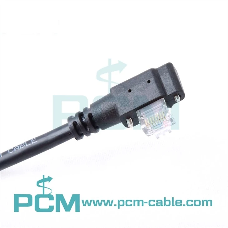 GigE кабел High Flex RJ45 Вертикален десен изход с вдлъбнати винтове