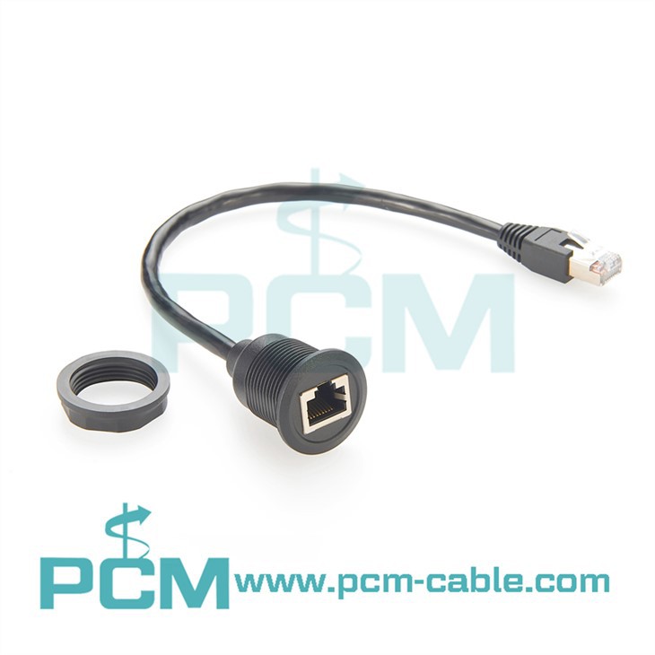 Network LAN round panel mount extension cable