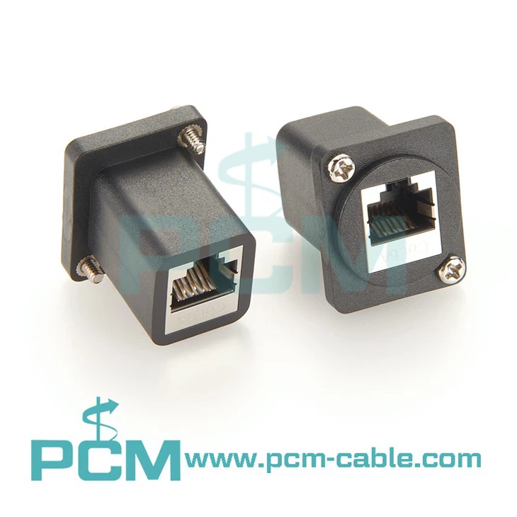 CAT6A RJ45 Female Panel Connector with Shielded D-Shape Housing