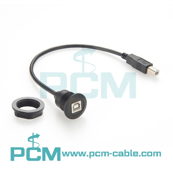 USB B Round Panel Mount Extension Cable - Perfect for Custom Projects and Equipment Mounting