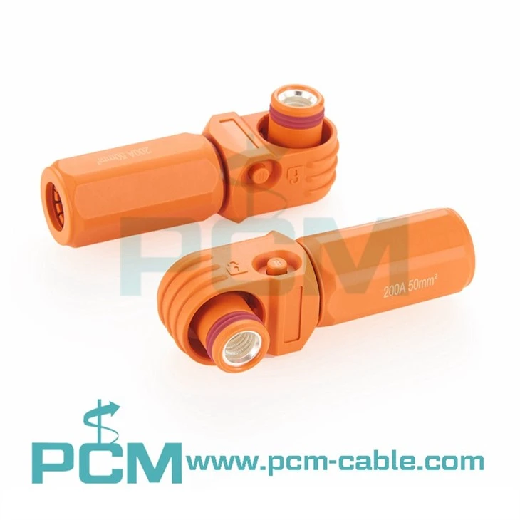 Right Angle 8mm 200A Single Core HV Energy Storage Plug Connector for 50mm² Cable