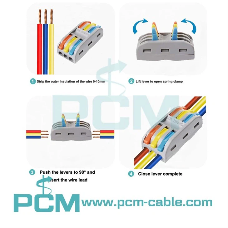 Fast Wiring Connector 3-in 3-out Color Button Electrical Cable Docking Terminal 250V 4KV 32A (Colorful), Terminals